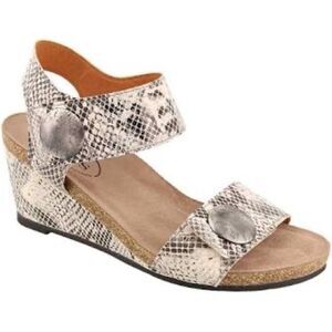 Taos Carousel 2 Tan Snakeskin Wedge Sandal Sz 9.5